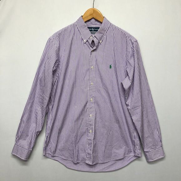 Vintage Ralph Lauren Men Long Sleeve Button Shirt Size Large Custom Fit B231 -20 - Picture 1 of 14